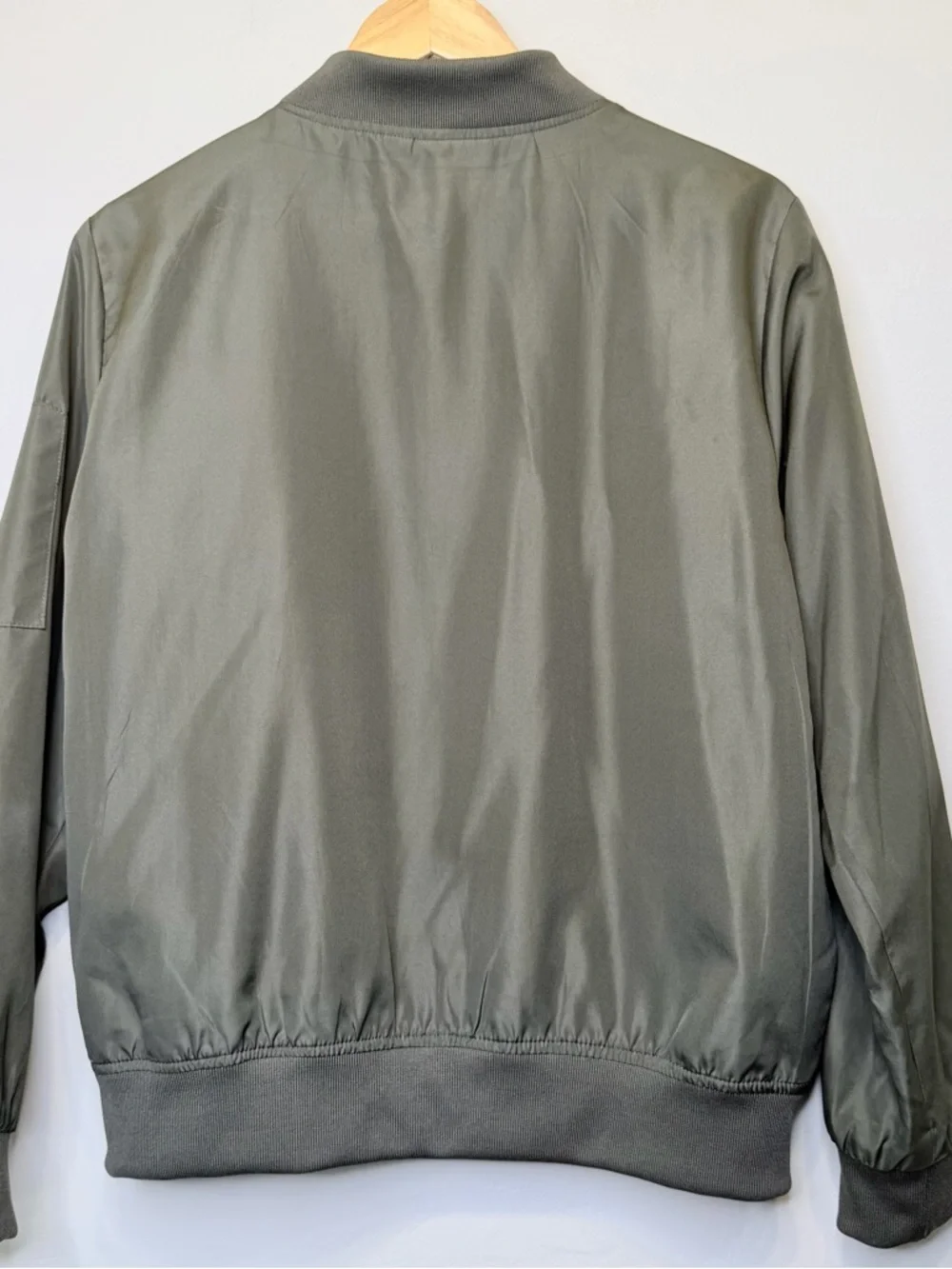 INSO | Olive Green Women's Bomber Jacket with Zip Front - Picture 4 of 13